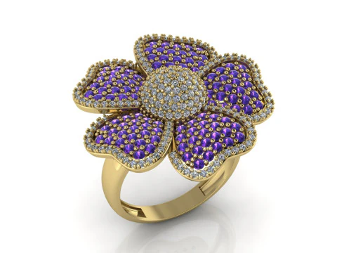 Flower Ring Printable Model Jewelry Gold Luxury 3D Print Model