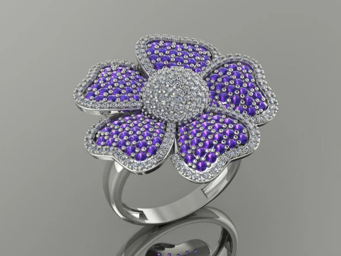 Flower Ring Printable Model Jewelry Gold Luxury 3D Print Model