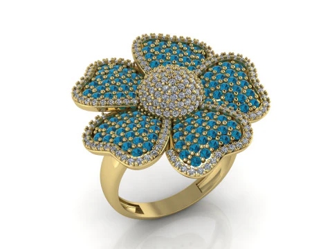 Flower Ring Printable Model Jewelry Gold Luxury 3D Print Model