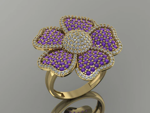 Flower Ring Printable Model Jewelry Gold Luxury 3D Print Model