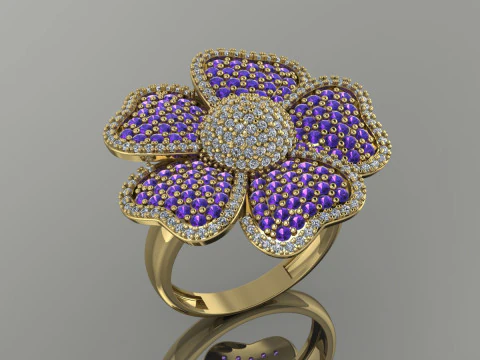 Flower Ring Printable Model Jewelry Gold Luxury 3D Print Model