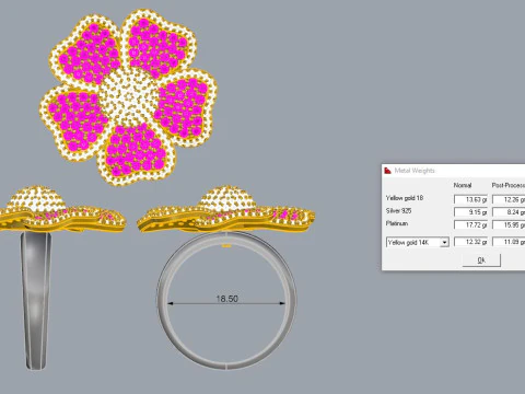Flower Ring Printable Model Jewelry Gold Luxury 3D Print Model