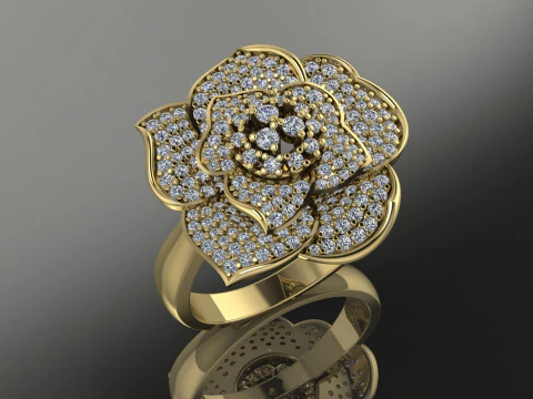 Flower Ring Printable Model Jewelry Gold Luxury 3D Print Model