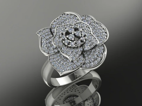 Flower Ring Printable Model Jewelry Gold Luxury 3D Print Model
