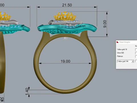 Flower Ring Printable Model Jewelry Gold Luxury 3D Print Model