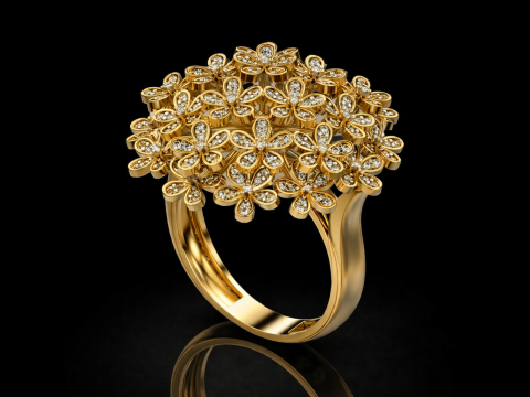 Cincin Bunga Model Cetak Perhiasan Emas Mewah Model Cetak 3D