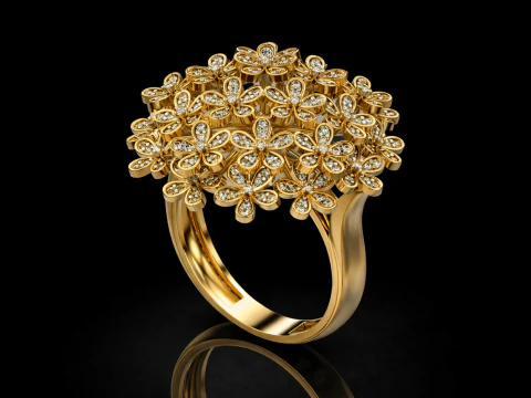 Kwiatowy pierścionek do druku Model biżuterii Złoty luksusowy Model do druku 3D