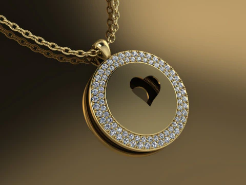 Heart Pendant Jewelry Gold Luxury 3D Print Model