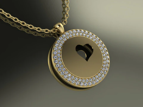 Heart Pendant Jewelry Gold Luxury 3D Print Model