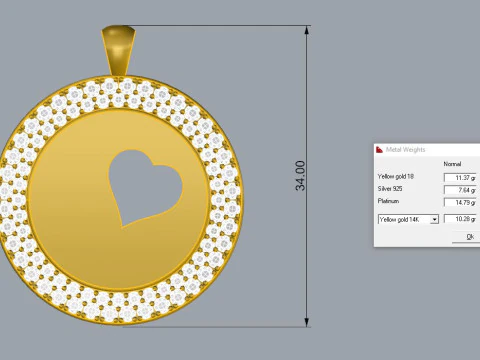 Heart Pendant Jewelry Gold Luxury 3D Print Model