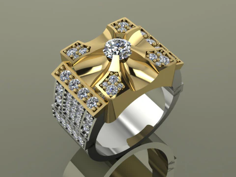 Elegant Ring For Mens Printable Model Jewelry Gold Luxury 3D Print Model