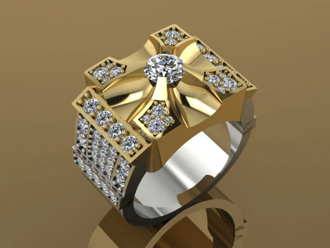 Elegant Ring For Mens Printable Model Jewelry Gold Luxury 3D Print Model