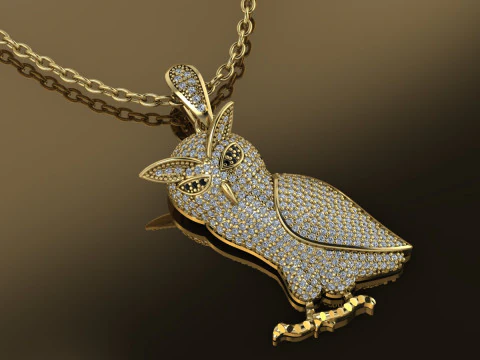 Owl Pendant Printable Model Jewelry Gold Luxury 3D Print Model