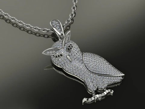 Owl Pendant Printable Model Jewelry Gold Luxury 3D Print Model
