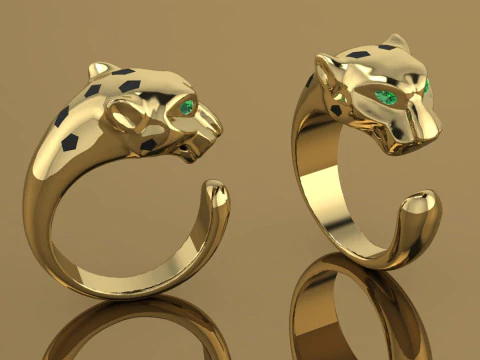 Panther Ring Printable Model Jewelry Gold Luxury 3D Print Model
