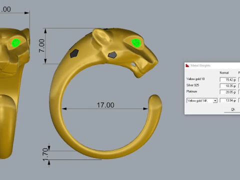 Panther Ring Printable Model Jewelry Gold Luxury 3D Print Model