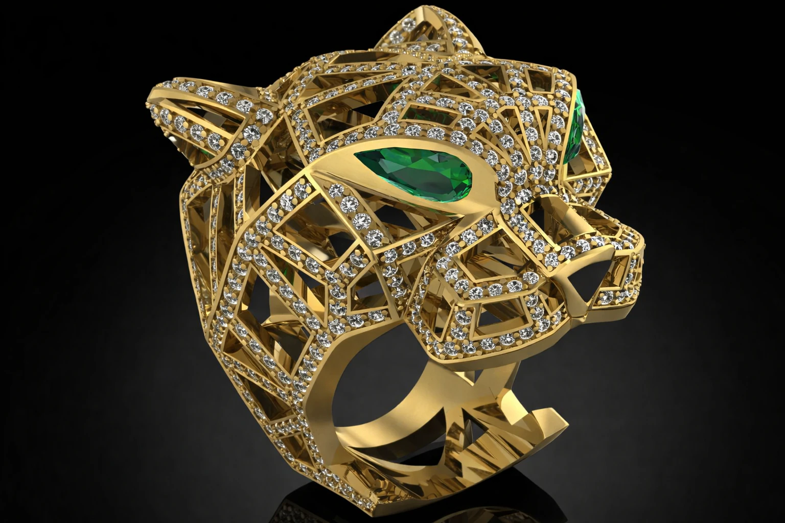 Panther Ring Printable Model Jewelry Gold Luxury 3D Print Model .c4d .max .obj .3ds .fbx .stl .blend 