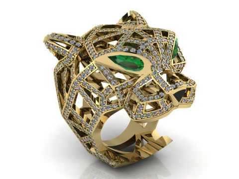 Panther Ring Printable Model Jewelry Gold Luxury 3D Print Model