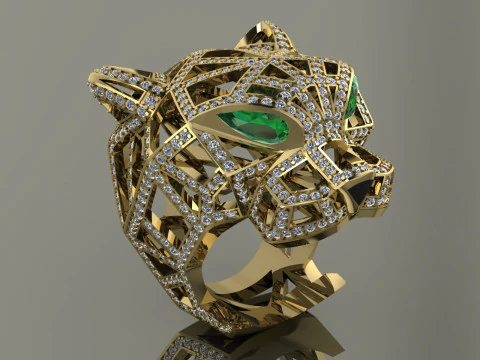 Panther Ring Printable Model Jewelry Gold Luxury 3D Print Model