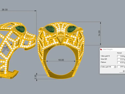 Panther Ring Printable Model Jewelry Gold Luxury 3D Print Model