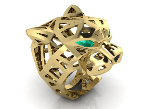 Panther Ring Printable Model Jewelry Gold Luxury 3D Print Model