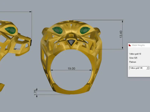 Panther Ring Printable Model Jewelry Gold Luxury 3D Print Model