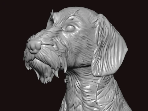 Wire Haired Dachshund Seating Pose 3D Model