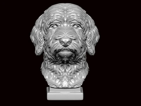 Old English Sheep Dog Face Bust 3D Model