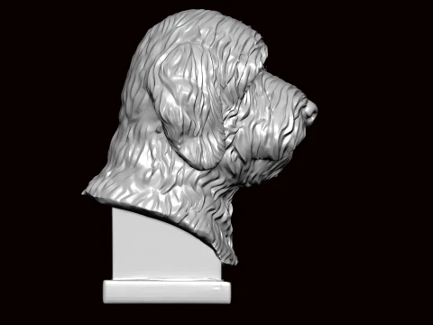 Old English Sheep Dog Face Bust 3D Model