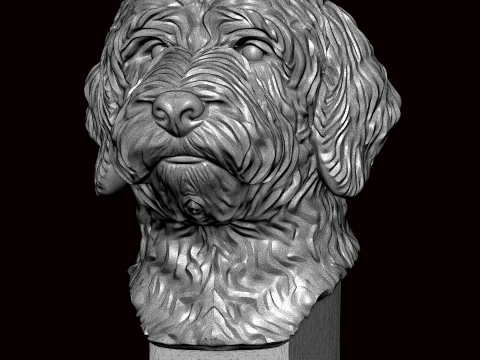 Old English Sheep Dog Face Bust 3D Model