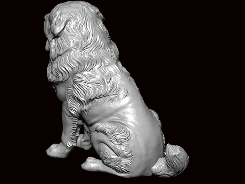 Newfoundland Dog Seating Pose 3D Model