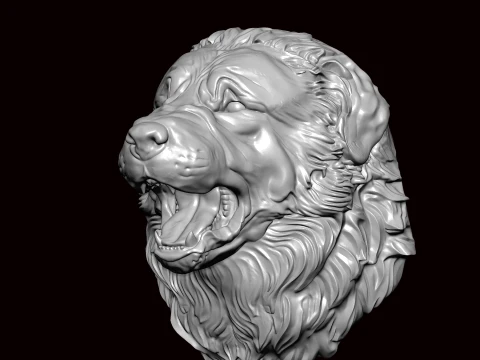 New foundland Dog Face Bust 3D Model