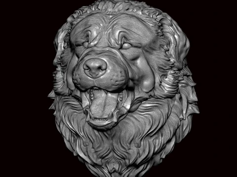 New foundland Dog Face Bust 3D Model