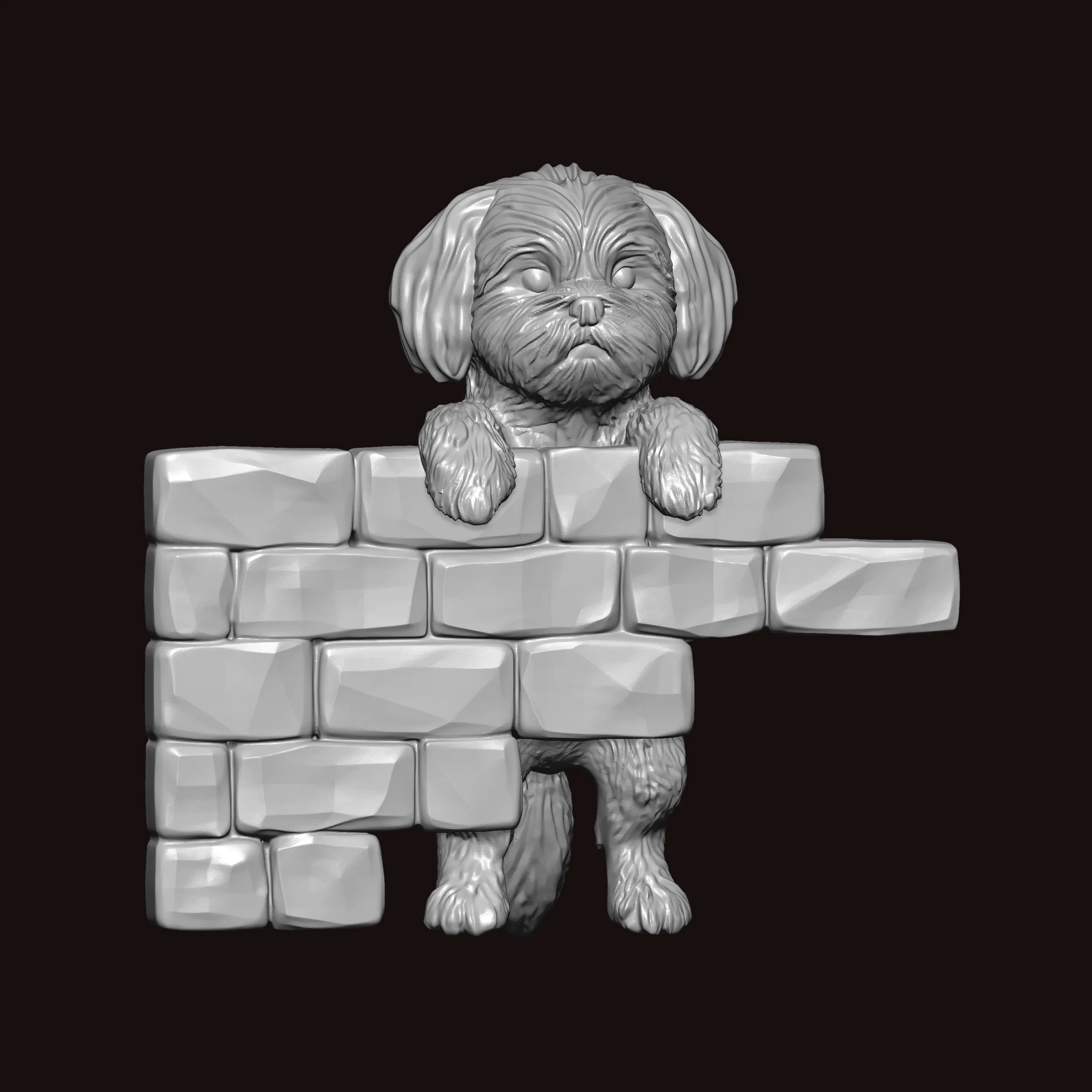 Maltese Dog Peeking 3D Model .c4d .max .obj .3ds .fbx .stl .blend 