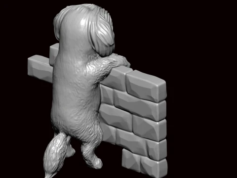 Maltese Dog Peeking 3D Model