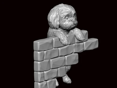 Maltese Dog Peeking 3D Model