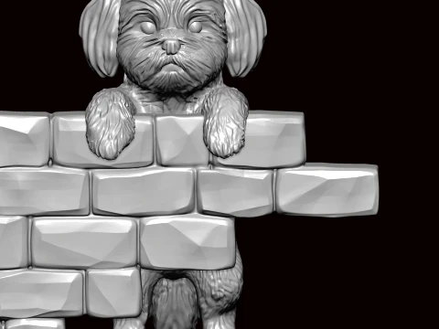 Maltese Dog Peeking 3D Model