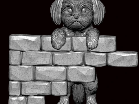 Maltese Dog Peeking 3D Model