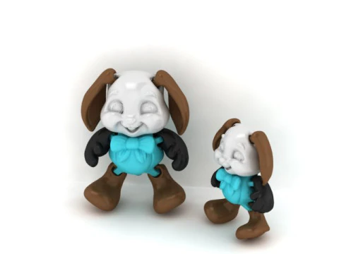 Sleepy Puppy Duo with Bow Tie 3D Printable Model 3D Print Model