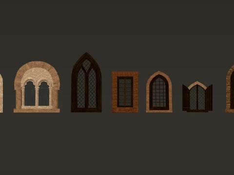 Medieval Windows Modular Set 1-2-4K PBR 7 Models 3D Model