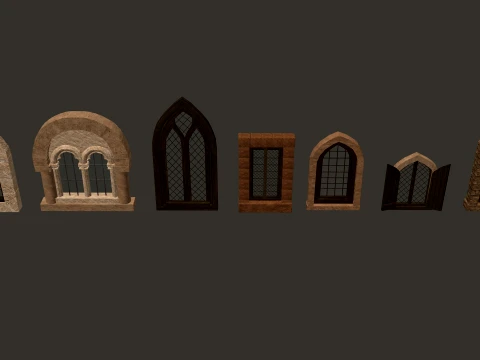 Medieval Windows Modular Set 1-2-4K PBR 7 Models 3D Model