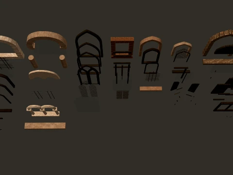 Medieval Windows Modular Set 1-2-4K PBR 7 Models 3D Model