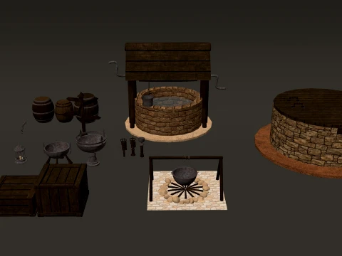 Medieval Decor Modular Pack 1-2-4K PBR 24 models 3D Model