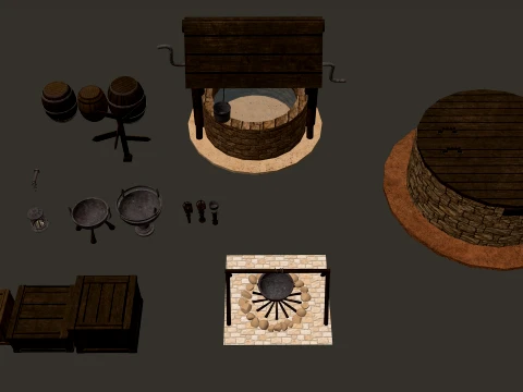 Medieval Decor Modular Pack 1-2-4K PBR 24 models 3D Model