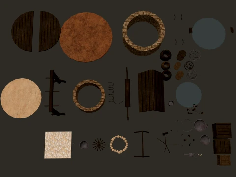 Medieval Decor Modular Pack 1-2-4K PBR 24 models 3D Model