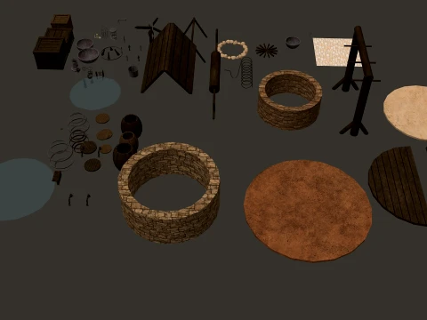 Medieval Decor Modular Pack 1-2-4K PBR 24 models 3D Model