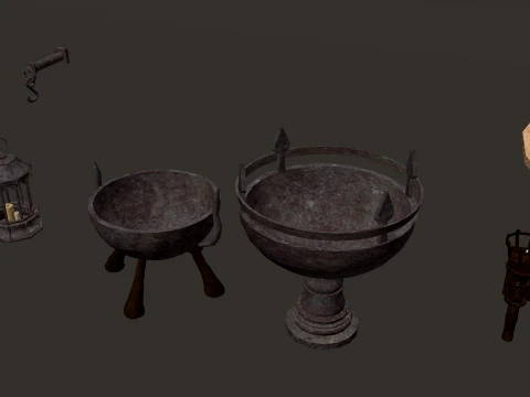 Medieval Decor Modular Pack 1-2-4K PBR 24 models 3D Model