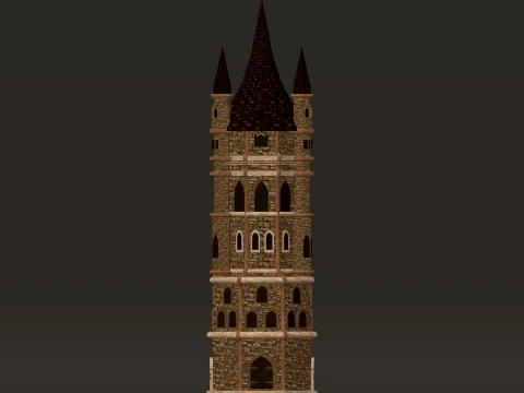 Torre principal del torre&oacute;n PBR 1-2-4K Modelo 3D