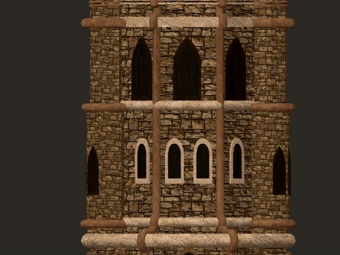Torre principal del torre&oacute;n PBR 1-2-4K Modelo 3D