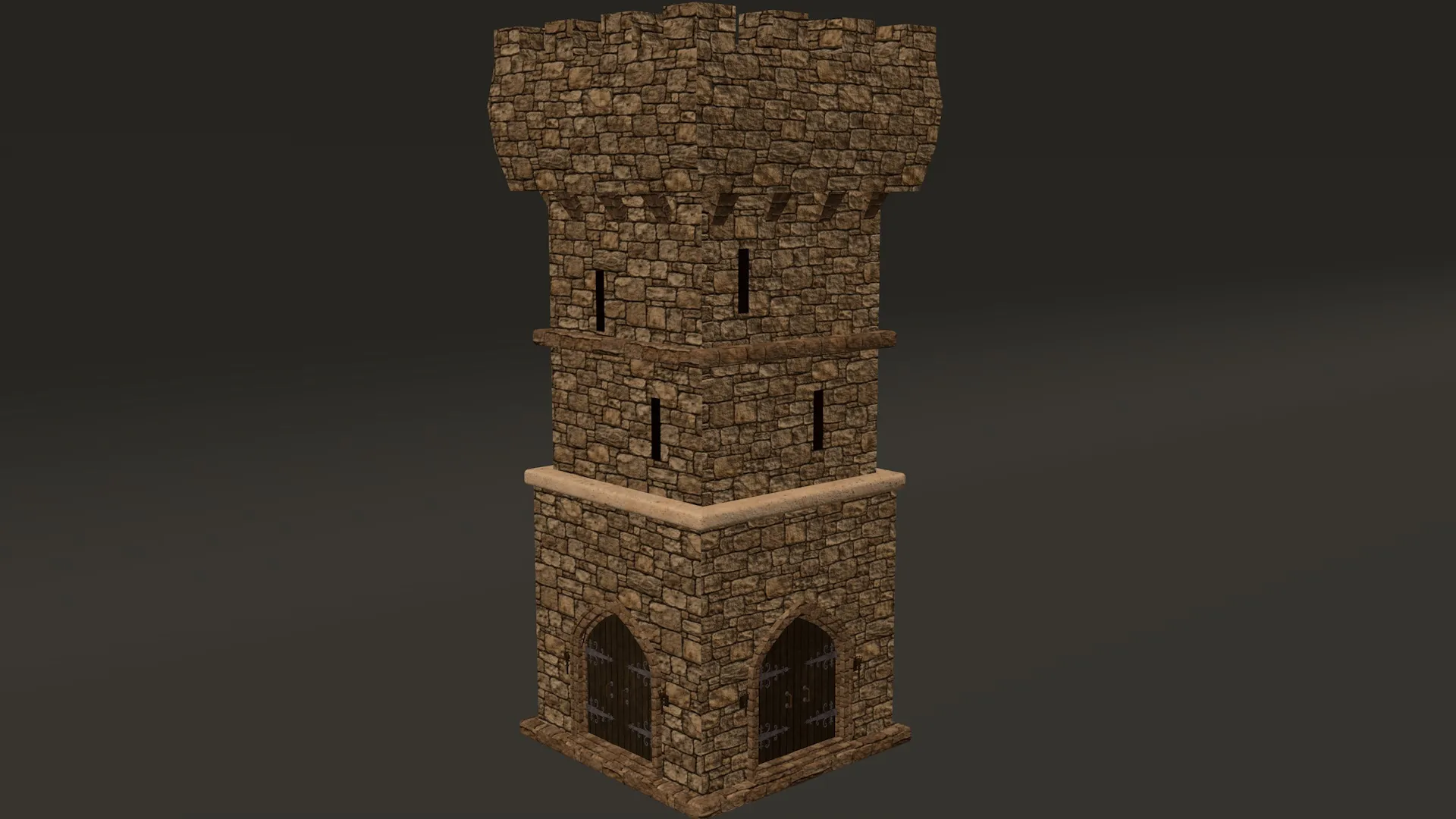 Tower Square Battlement PBR 1-2-4K 3D Model .c4d .max .obj .3ds .fbx .stl .blend 